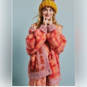 Free People Vibrant Pink and Orange Cardigan